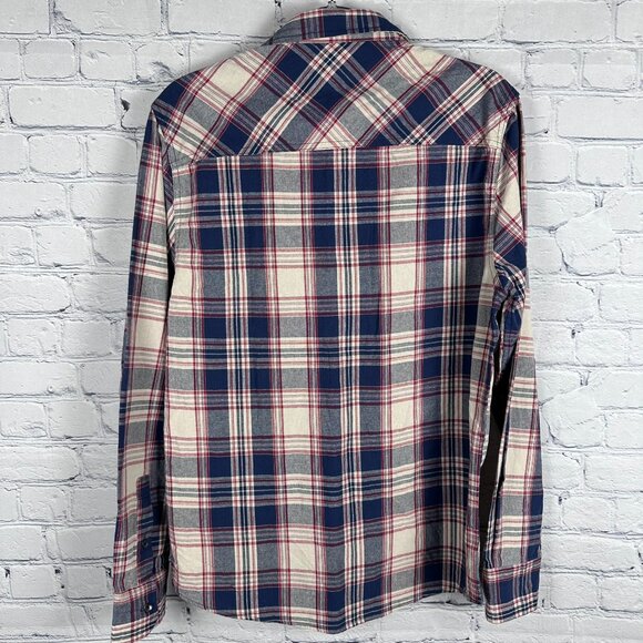 Flag & Anthem Men's Long Sleeve Cotton Western Plaid Shirt Size Medium, Navy/Red - Picture 6 of 13